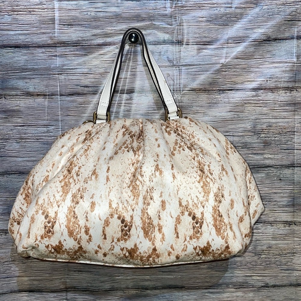 Faux Suede Reptile Print Dumpling Handbag, Crossbody or Clutch NWOT
